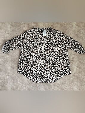 Torrid Harper Leopard Print Zip Front Blouse 2X NWT